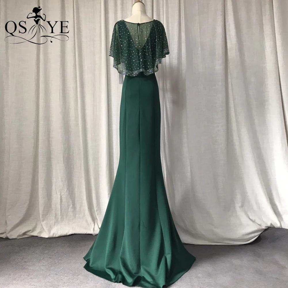 Vestidos de Noche de Esmeralda para mujer, chaqueta de sirena, chal de cuentas de taladro en caliente, vestido de fiesta, largo, elástico, verde, Formal, celebridad