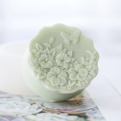 Nuovo stampo in silicone per mousse a forma di fiore rotondo Stampo per sapone flessibile fatto a mano Stampo per bombe da bagno a farfalla Forniture per sapone Stampo per cioccolato