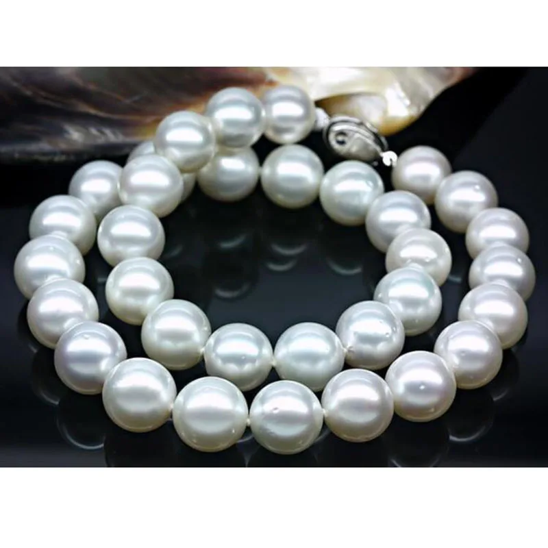 

HUGE 18"10-11MM NATURAL SOUTH SEA GENUINE WHITE ROUND PEARL NECKLACE 14K