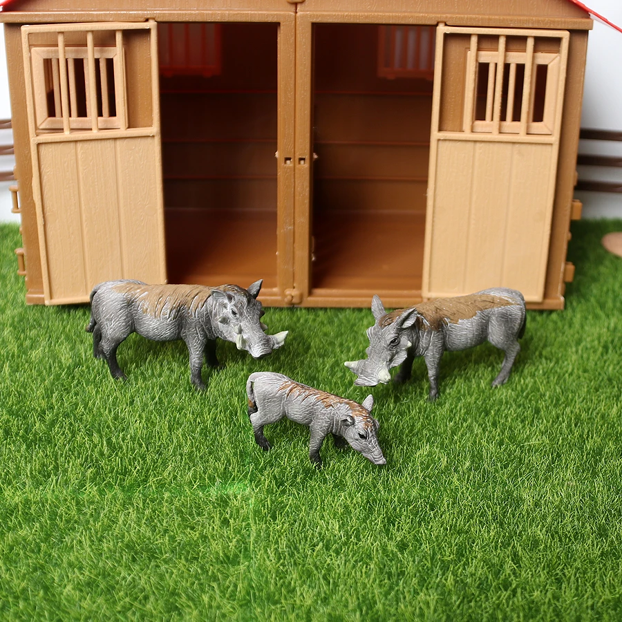 Conjunto de figuras de animais de fazenda para crianças, modelo educacional do javali, cerca com celeiro, cerca, fpr, brinquedo, presente, fpr