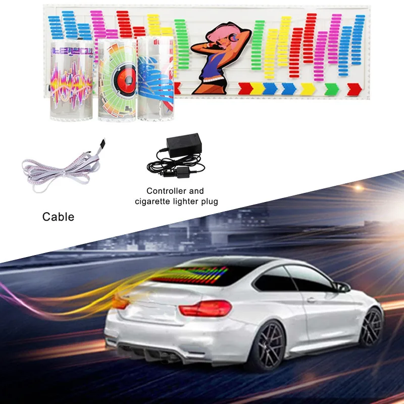 For Car Rear Windshield Decorative Styling Accessories Light Car Sticker Interior Atmosphere Music Rhythm LED Flash Lamp