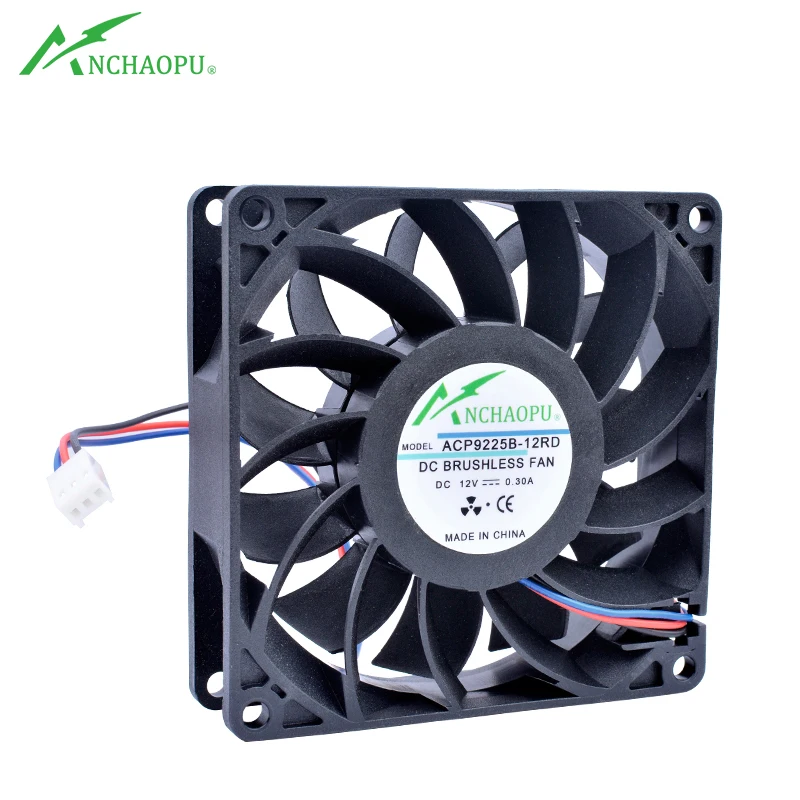 ACP9225B-12RD 9cm 92mm fan 92x92x25mm DC12V 0.30A 3pin RD stall warning is suitable for the cooling fan of the power inverter