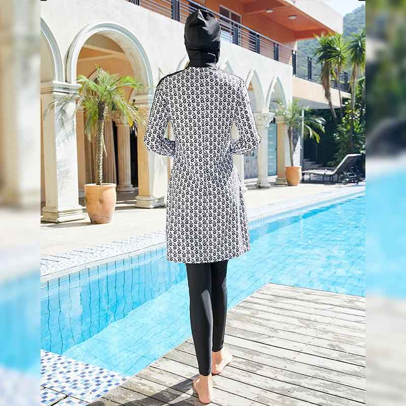 Long Micro Sleeves Straight Full Burkini Muslim Swimwear  Hijab Islamic Swimsuit Fashion Turkey Women Full cover Swim