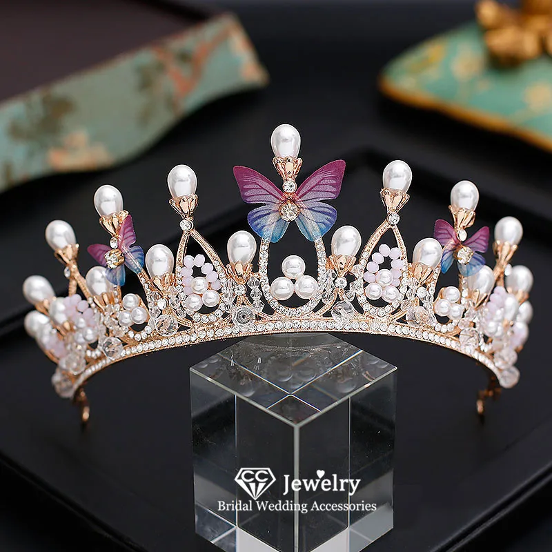

CC Tiaras and Crowns Hairband Hair Jewelry Engagement Wedding Accessories for Bridal Crown Butterfly Shape Fine Girls Gifts YQ16