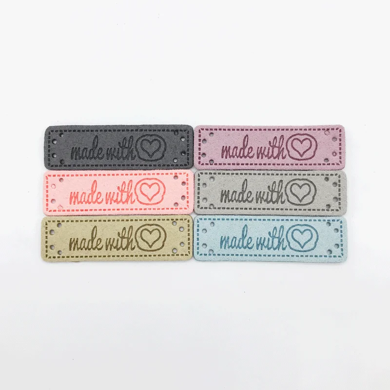 15X50Mm realizzato con etichette a cuore per abiti fatti a mano con etichette d\'amore per abbigliamento regalo etichetta per cucire in pelle fatta a