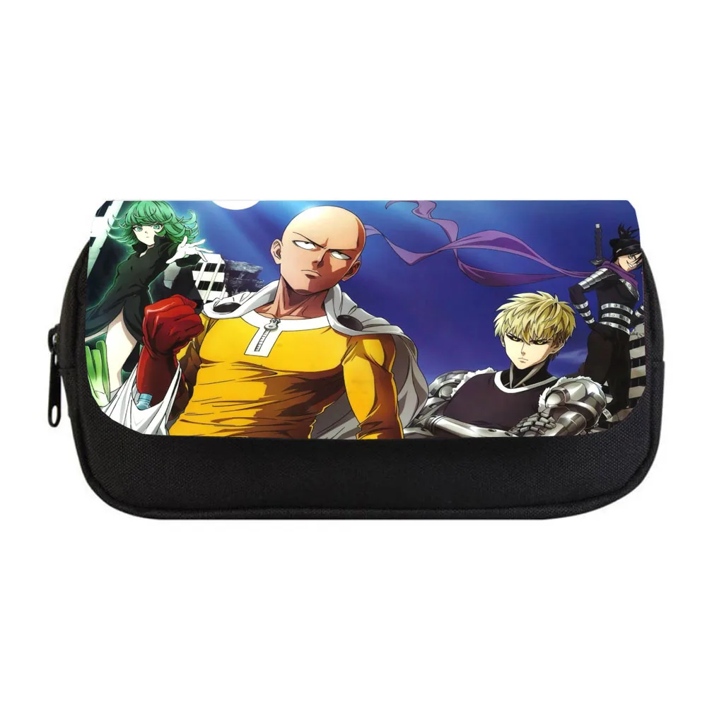 Anime ONE PUNCH-MAN Pencil bag Women Makeup Bag Child boys girls Pencil Case Student Double Zipper pencil Bag Handbag Purse