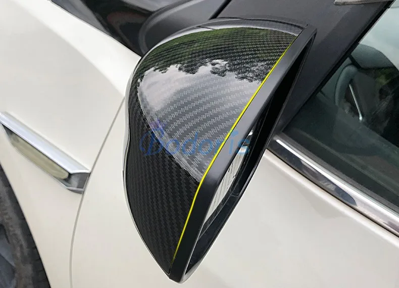 Side Door Mirror Cover For Nissan Juke 2014-2018 Carbon Fiber Color Rear View Overlay Car Styling Accessories