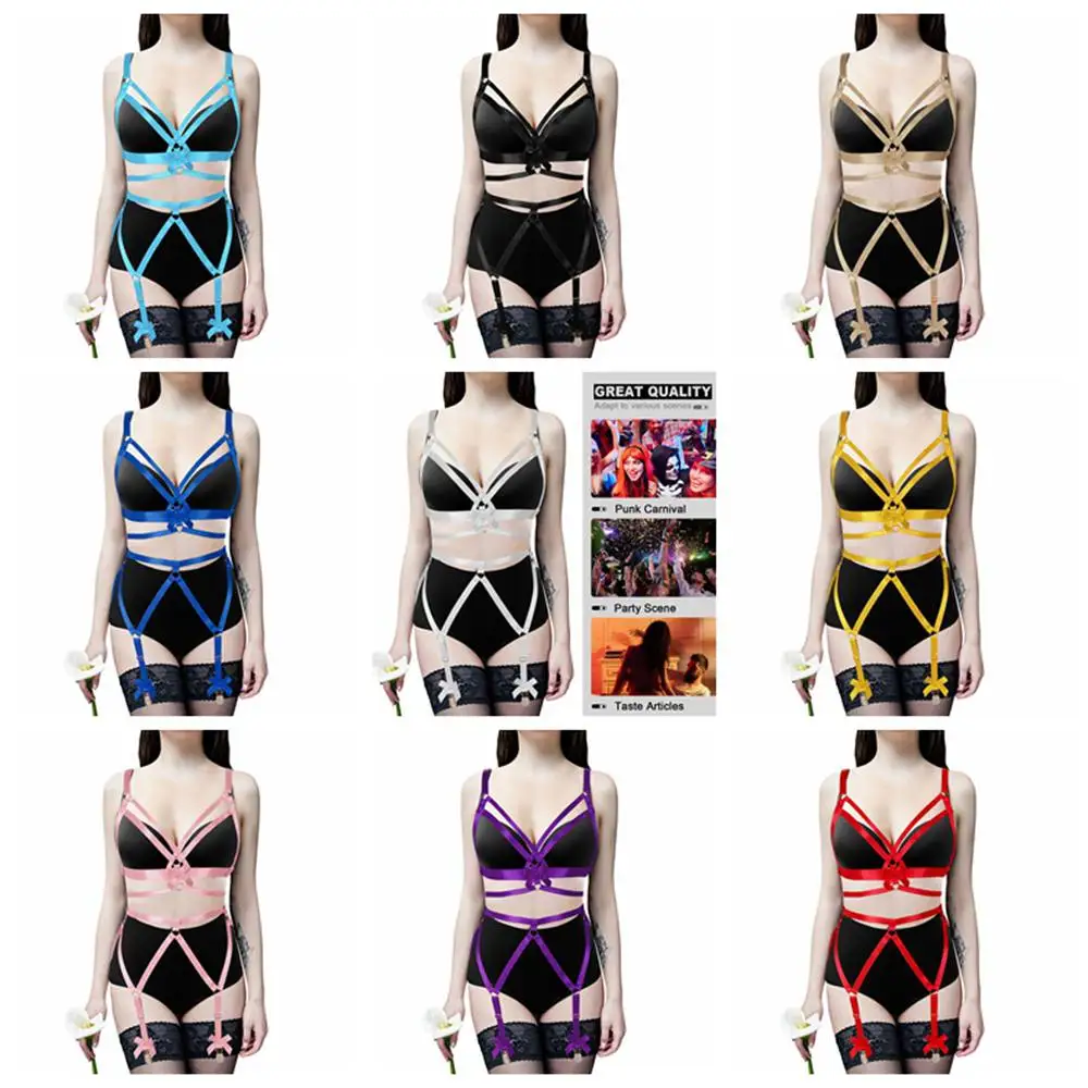 

White Harness Bra Full Body Bondage Sexy Lingerie Set Hollow Cage Bra Punk Goth Party Pole Dance Festival Rave For Women Garter