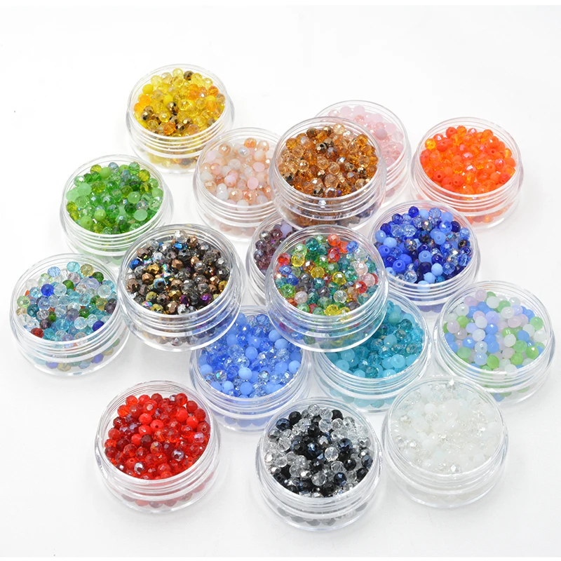 3*4mm 4*6mm AB Color Mix Multicolor Rondelle Faceted Crystal Glass Quartz Charms Beads for Jewelry Making Findings