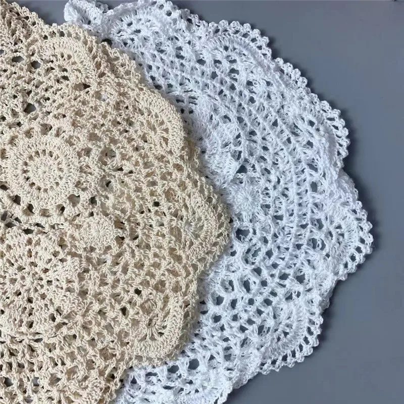 Vintage Oval Table Cloth Handmade Crochet Coaster Placemat Tablecloth Cup Glass Kitchen Dining Mat Pad Wedding Christmas Decor