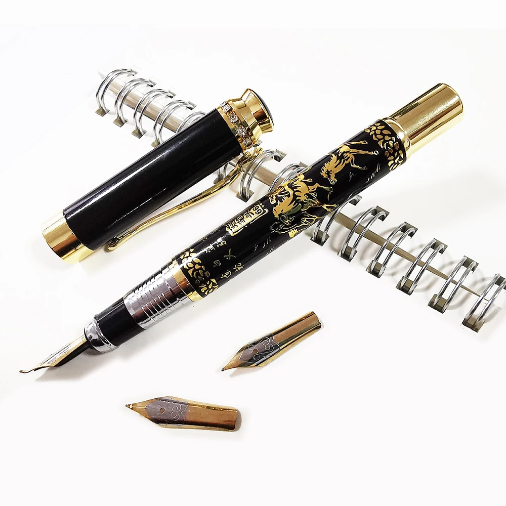 Fine Fountain Pen 1 Pen Plus Two Nibs Chinese Classical Style Calligraphy Write Signature Gift Pen Student Stationery Office