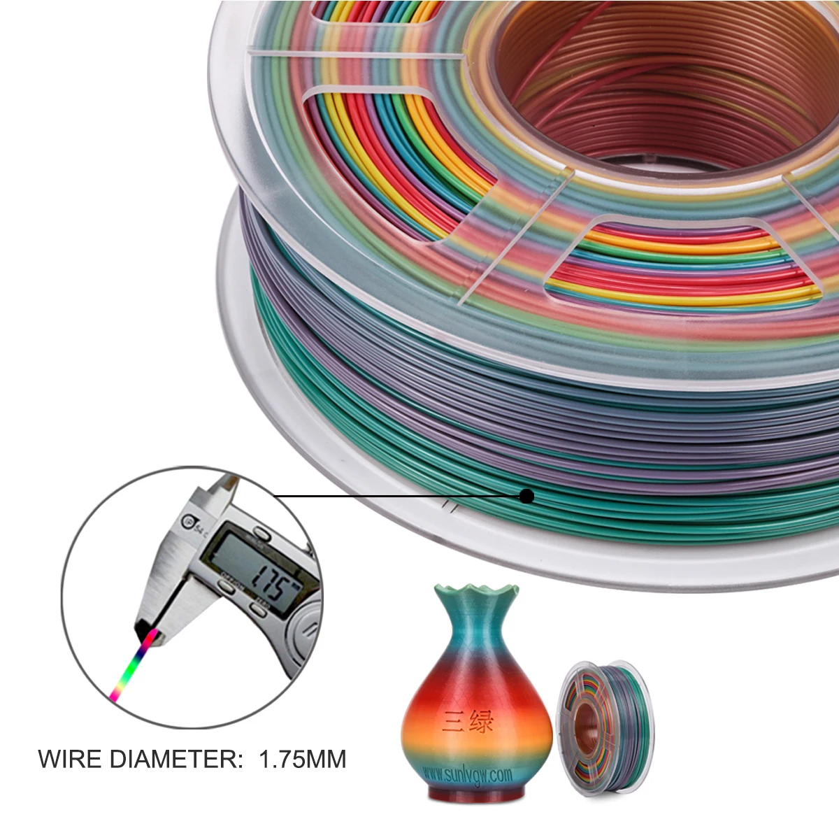 SUNLU PLA Rainbow Filament 1.75mm 1kg 3D Printer Filament 1.75 mm 1kg For 3D Printer rainbow color Printing