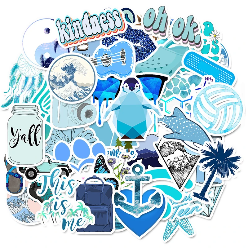 10/30/50PCS Cartoon Blue VSCO Stickers For Chidren Toy Waterproof Sticker to DIY Suitcase Laptop Bicycle Helmet Car Decals F5