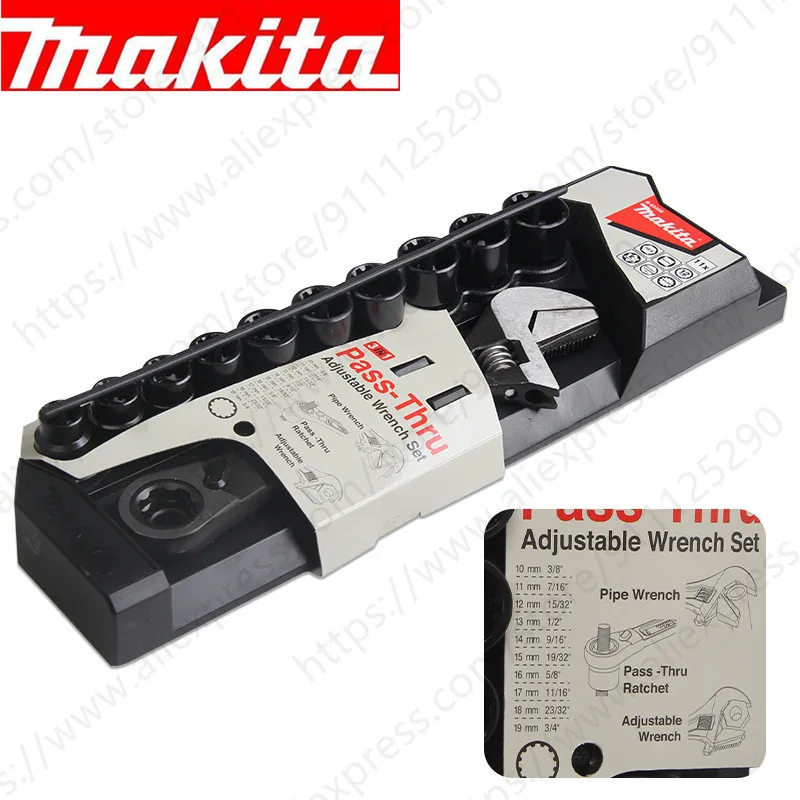 Makita B-65458 11 pçs reversível ajustável chave + spline soquetes para dtw190 dtw251 dtw285 dtw181 dtw100 dtw450
