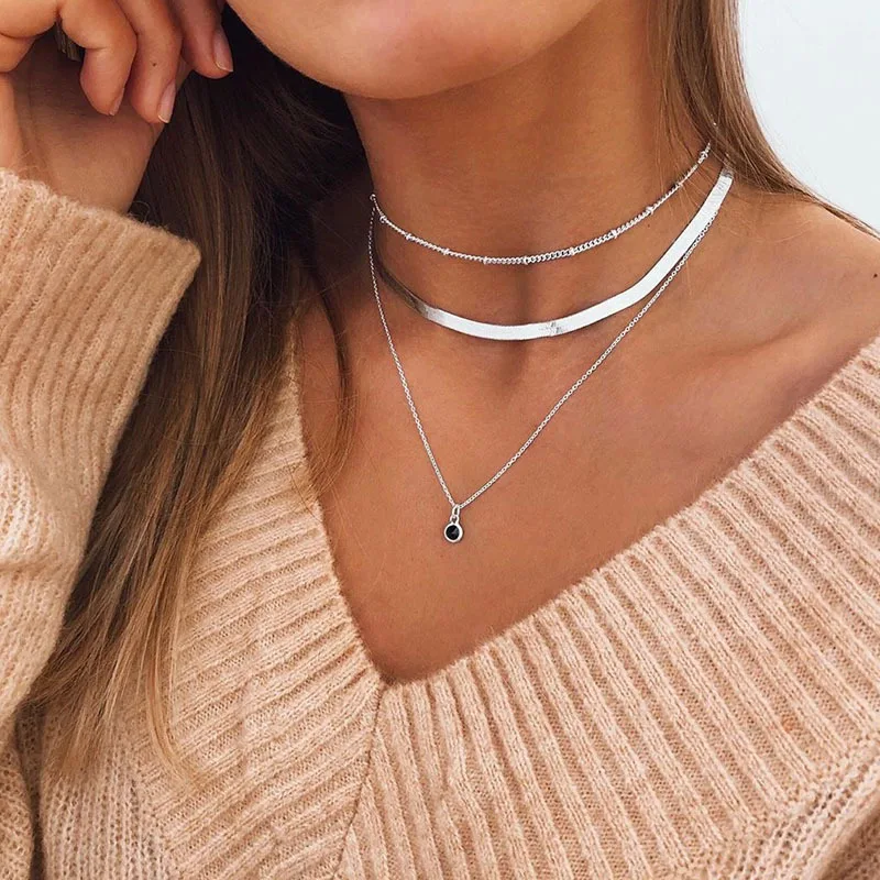 Tenande Vintage Mehrschichtige Party-Schmuckketten mit Blättern, Sternen, Hamsa-Hand und Mond für Damen - Trendige Bijouterie – Detail 9