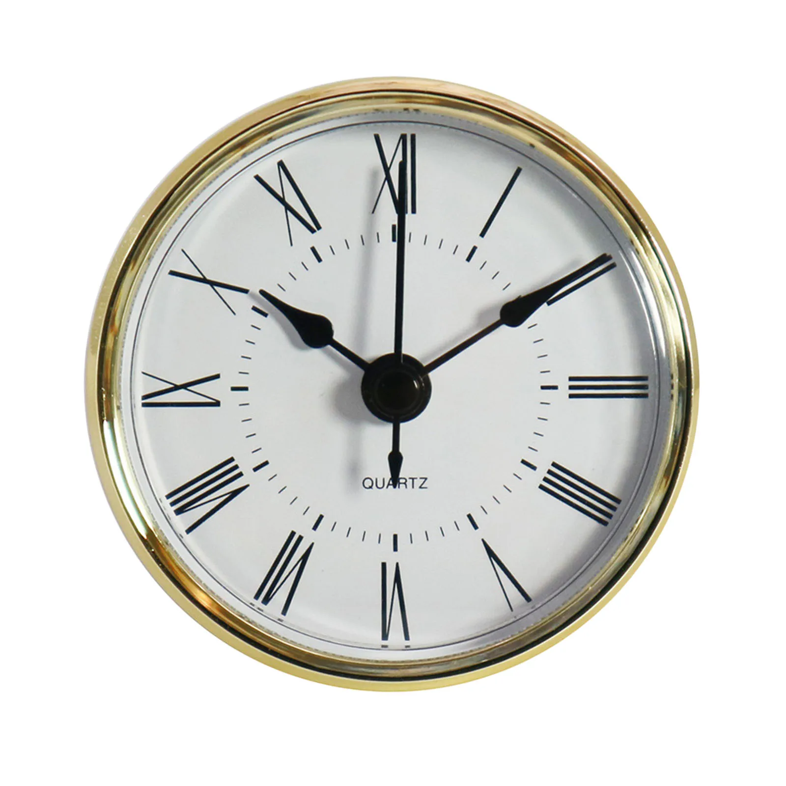 Quartz Clock Insert Round Quartz Clock Fit-up Movement Clock White Dial Gold Trim