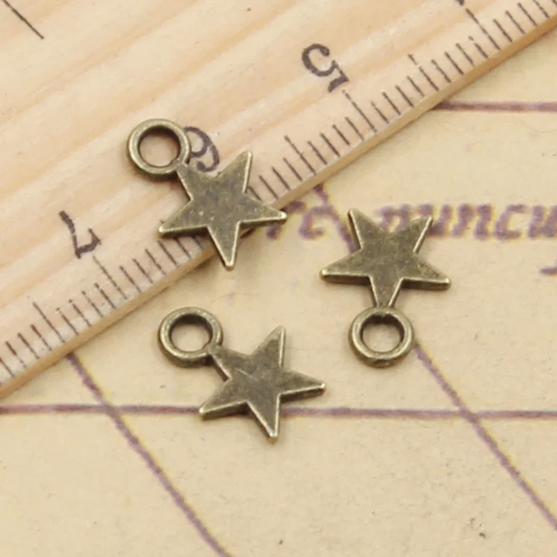 30pcs Charms Star 11x8mm Tibetan Silver Color Pendants Antique Jewelry Making DIY Handmade Craft