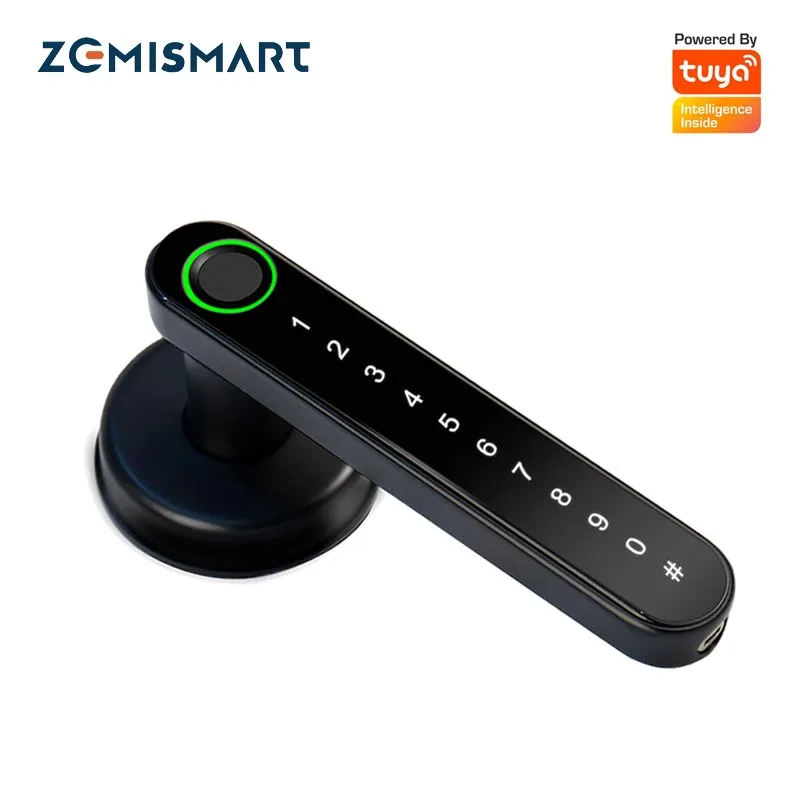 Zemismart Tuya Smart Mini Handler Fingerprint Lock BLE Intelligent Security Door Lock Encryption Smart Life App Passward Unclock