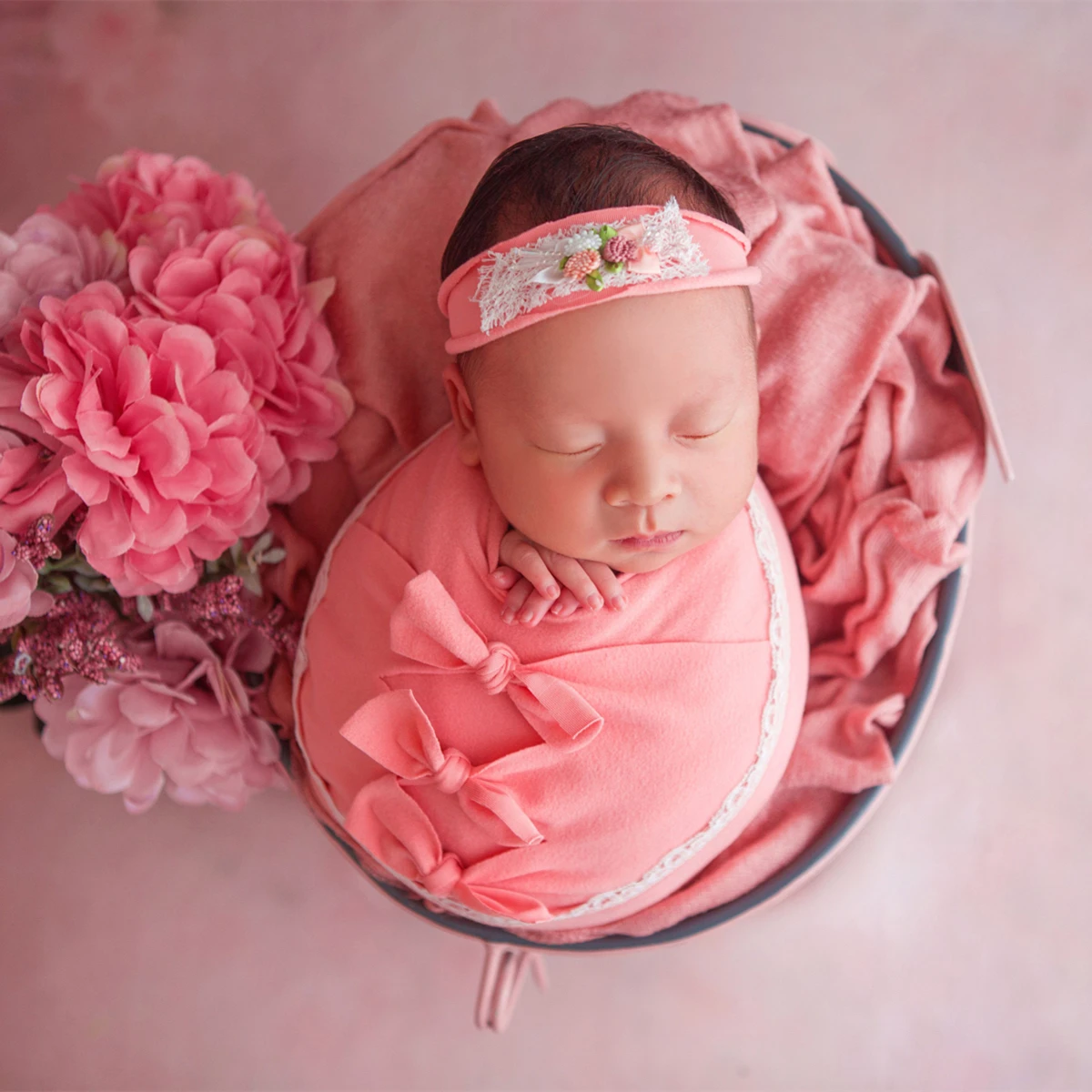 ❤️Newborn Photography Clothing Hat+Headband+Wrap Outfits Studio Baby Photo Props Accessories Infant Shoot Clothes Fotografia