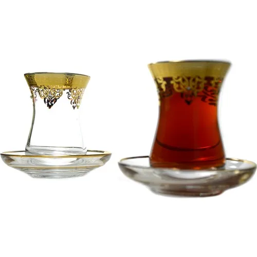 Pasabahce 6 Personality Tea Set Ottoman Gold Glitter