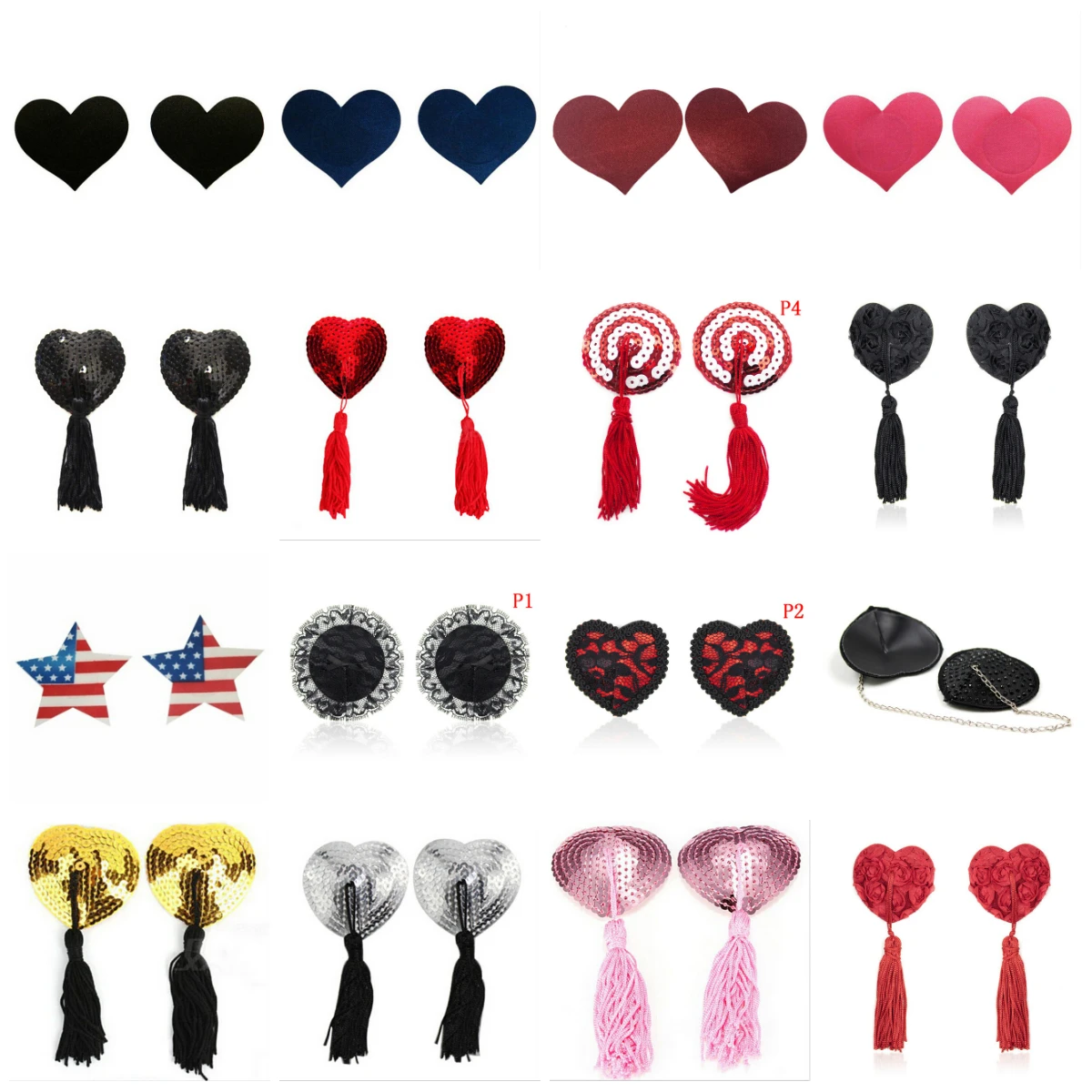 1 Pair Sexy Pasties Stickers Self Adhesive Heart Shape Bra Nipple Cover Women Lingerie Sequin Tassel Breast Bra Nipple Cover