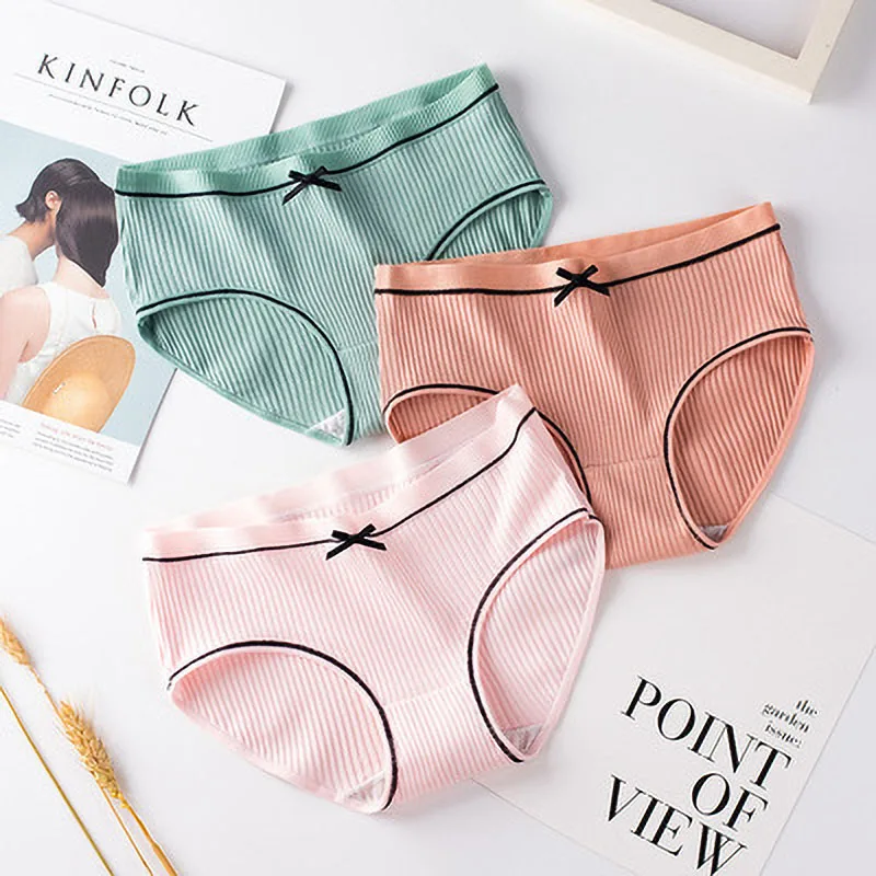 4Pcs Women Panties Set Solid Women\'s Uderpants Mid-waist Cotton Panties for Women Lingerie Underwear Sexy Women Tempting Briefs