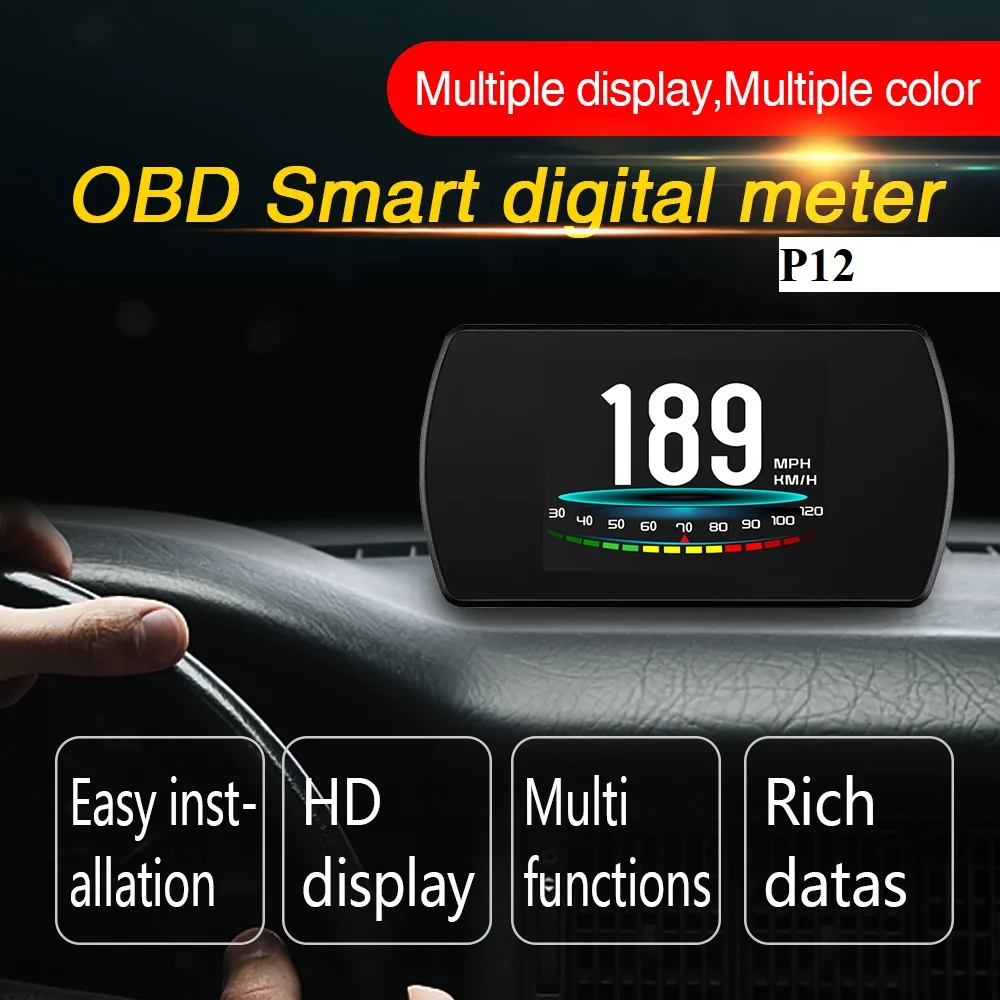 

Multiple Head Up Display HUD OBD2 GPS Speedometer Speed RPM Fuel Consumption Driving Time with Alarm Buzz Projector P12 T800