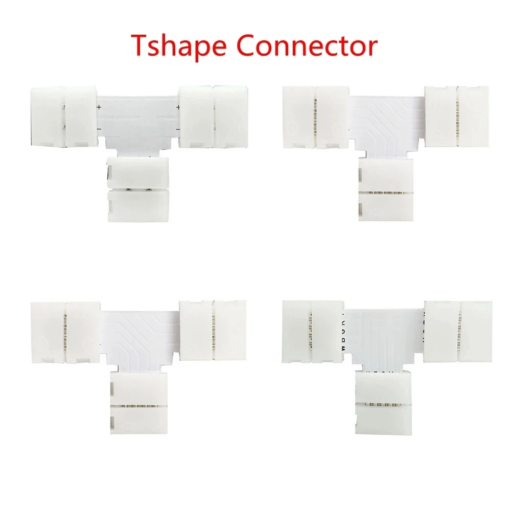 10mm Solderless Connector 2/3/4/5Pins L/T/X Shape Corner Connector For WS2812B 3528 5050 RGB Led Strip Light