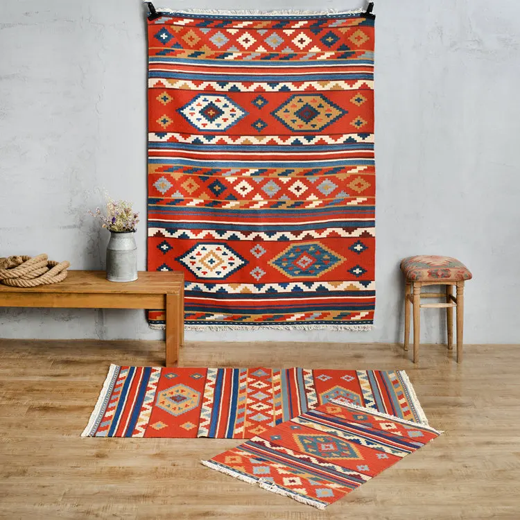 Bohemian Mediterranean style / Ode to Joy with paragraph carpet / Ji Limu kilim rug / carpet sofa gc137-49yg4