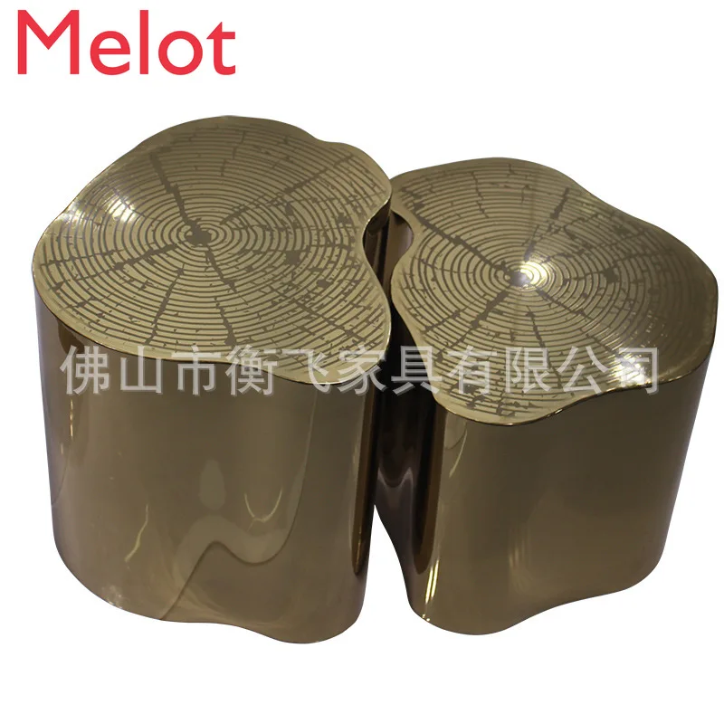 Factory Direct Sales of Furniture Carving Modern Stainless Steel Gold Metal Tea Table Living Room Cool Creative Coffee Table