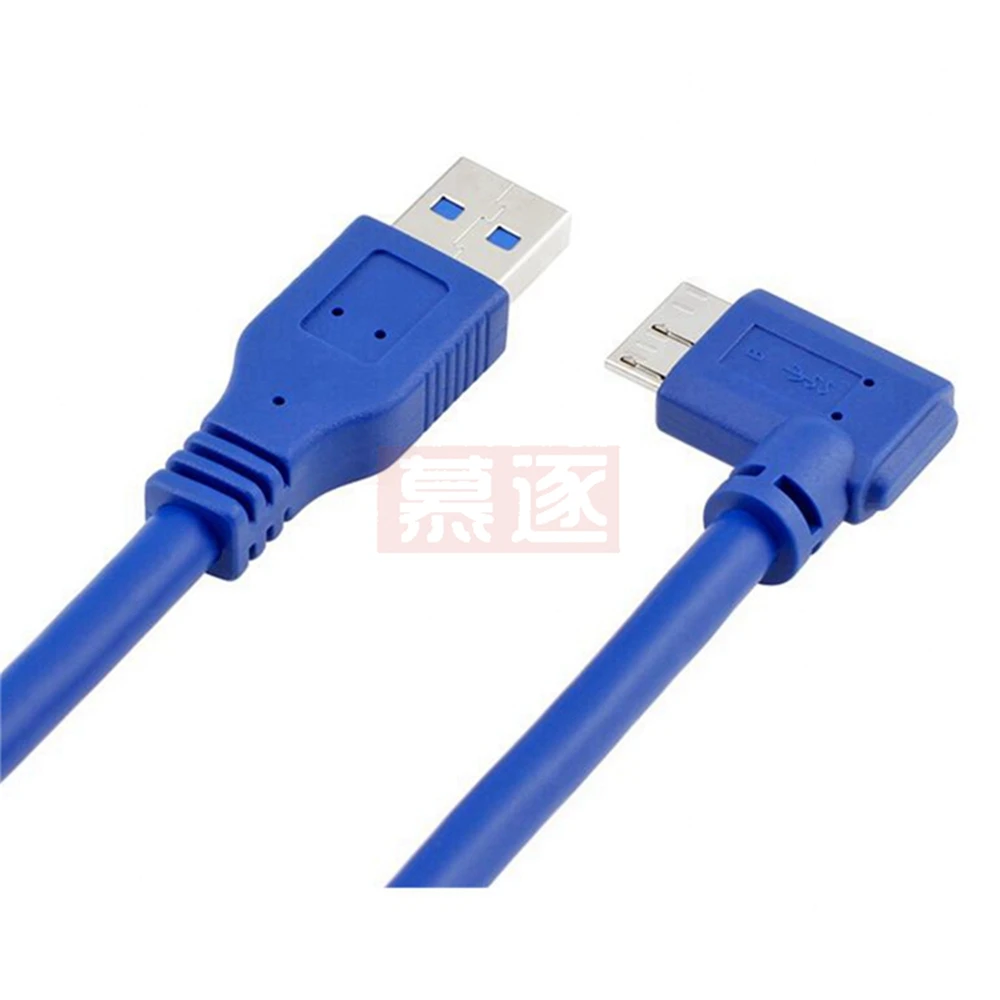 90 درجة 0.6 متر 1 متر USB 3.0 عالية السرعة إلى الزاوية اليمنى مايكرو B كابل للهاتف المحمول القرص الصلب USB 3.0 كابل خط 60 سنتيمتر/100 سنتيمتر