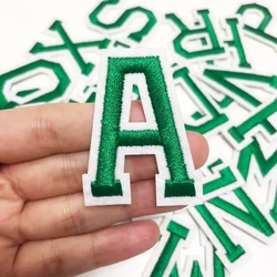 Green Embroidered Letters Iron On Patch Applique Alphabet Patches For Kid Clothing Bags Sewing Name Badge Patch Accessories