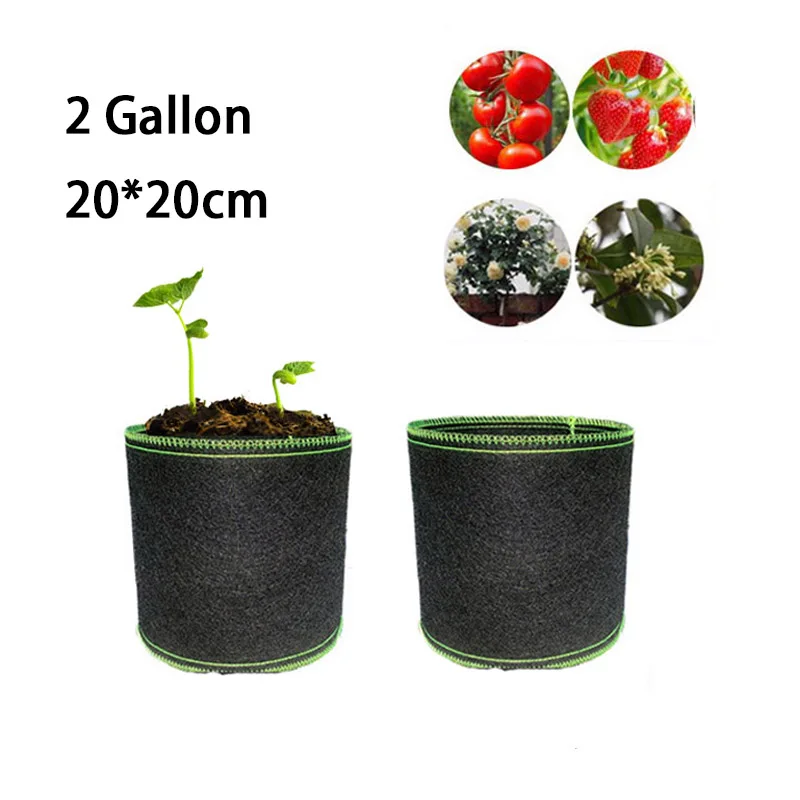 

2 Gallon Tree Pots Plant Grow Bags Garden Planting Bags Jardin Growing Bag Fruit Planter Bags Breathable Nonwoven Fabric Cloth