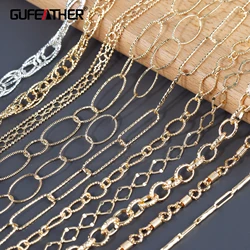 GUFEATHER C192,diy chain,18k gold plated,copper metal,pass REACH,nickel free,charms,jewelry making,diy bracelet necklace,1m/lot