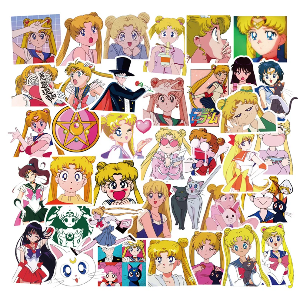 10/30/50PCS/ Moon Sailor Moon Doodle Laptop Guitar Motorcycle Luggage Skateboard Bike Waterproof Sticker Wholesale