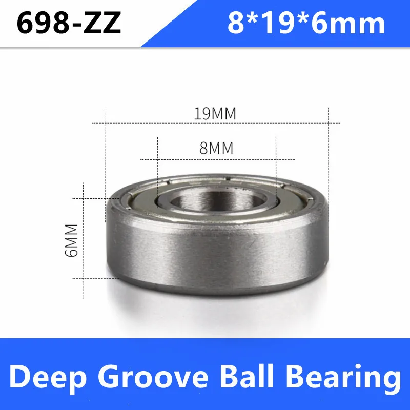 100pcs/lot 698 698Z 698ZZ 698-2Z Bearings 8*19*6mm Deep Groove Ball Bearing 8x19x6mm