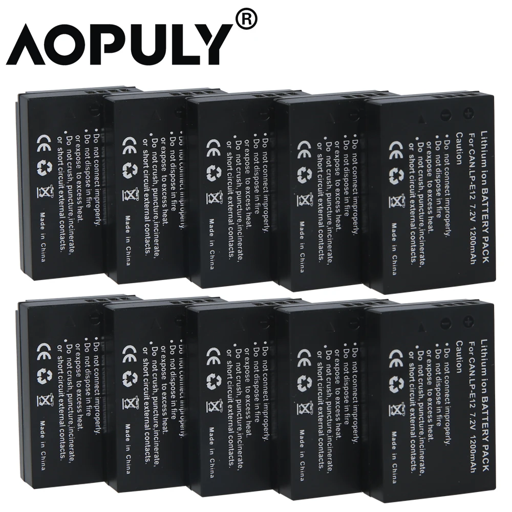 wholesale 10Pcs/lot 7.2v 1200mAh LP-E12 LP E12 LPE12 Li-ion Rechargeable Battery For Canon 100D Kiss X7 Rebel SL1 EOS M Camera