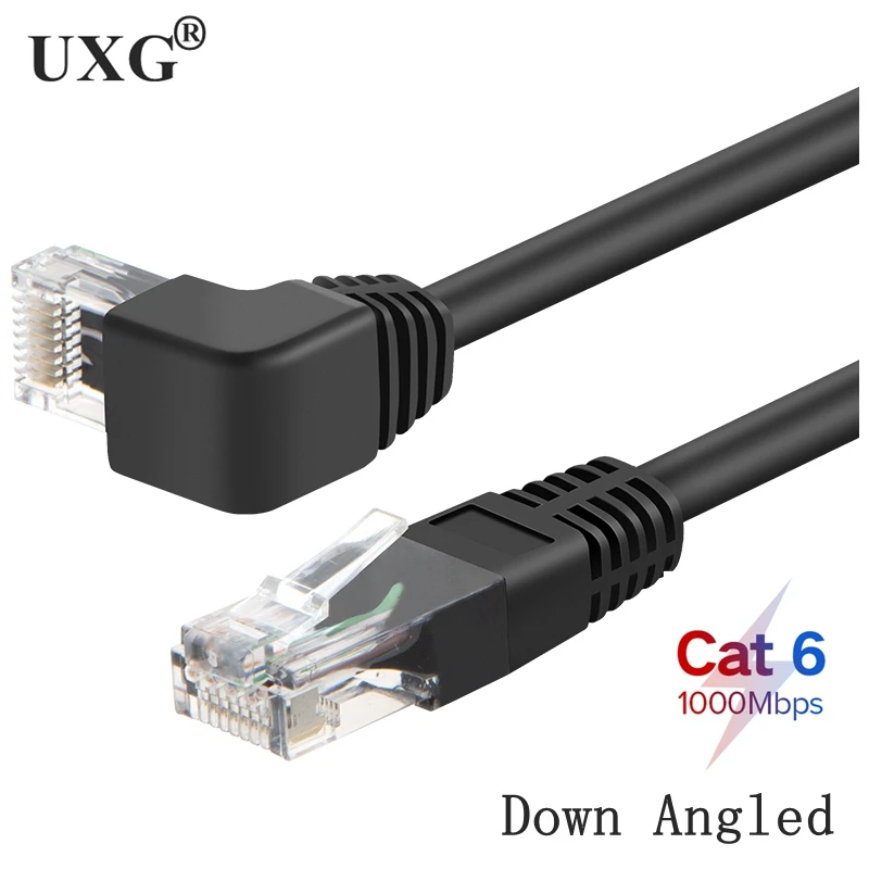 10m 5m 3m Cat6 kabel Ethernet RJ45 kabel prosty UTP kabel sieciowy Patch Cord 90 stopni Cat6a Lan kable do laptopa Router TV, pudełko