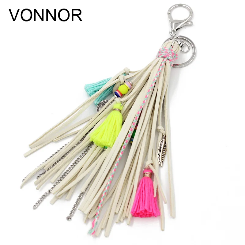 VONNOR Jewelry Keychain Multi-layer Velvet Rope Chain Alloy Tassel Pendant Charm Key Chains Bohemian Accessories for Women Girl