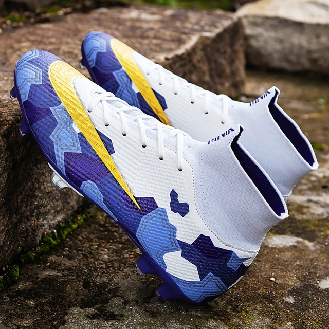 Fashion Purple Printed Soccer Cleats Men Outdoor Lightweight Soccer Boots Men Professional Unisex High Ankle Football Shoes Men Soccer Shoes AliExpress