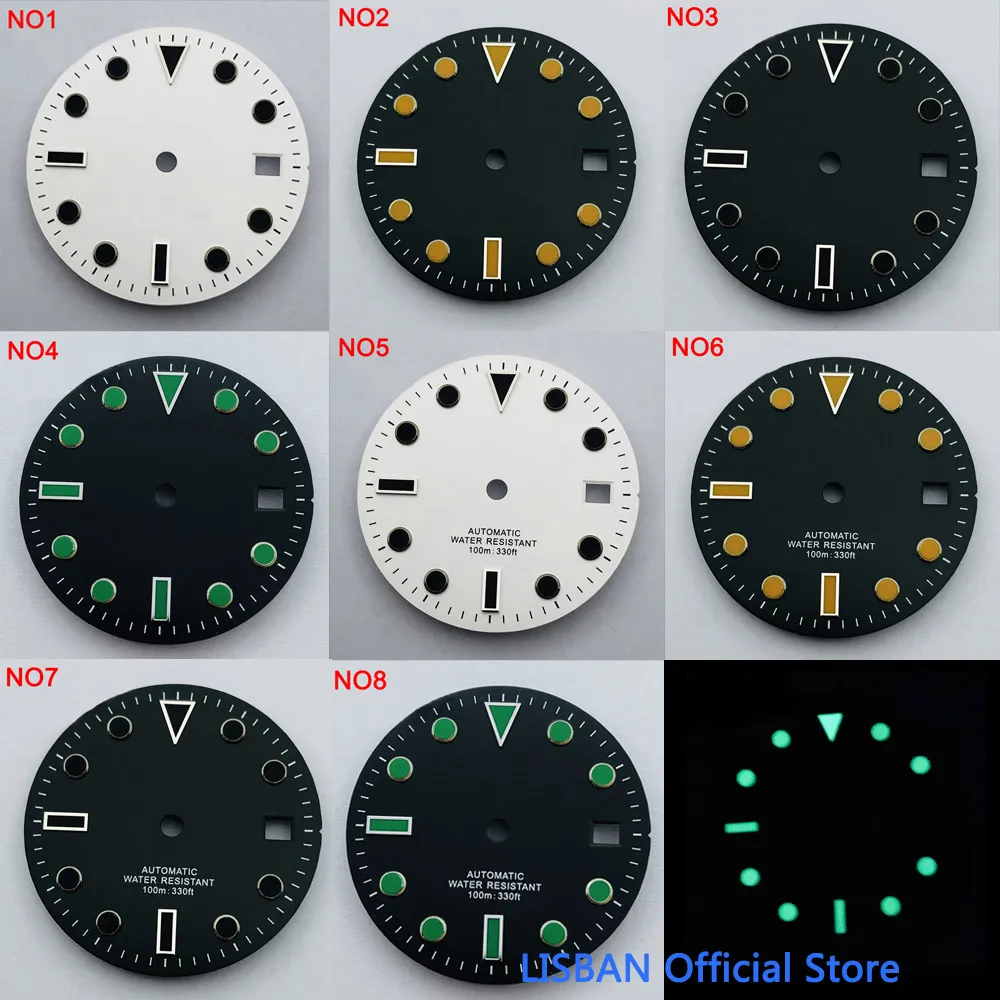 28.5mm Black Sterile Dial fit NH35 ETA 2824 2836 Miyota 8215 821A Mingzhu DG 2813 3804 Seagull 1612 Movement