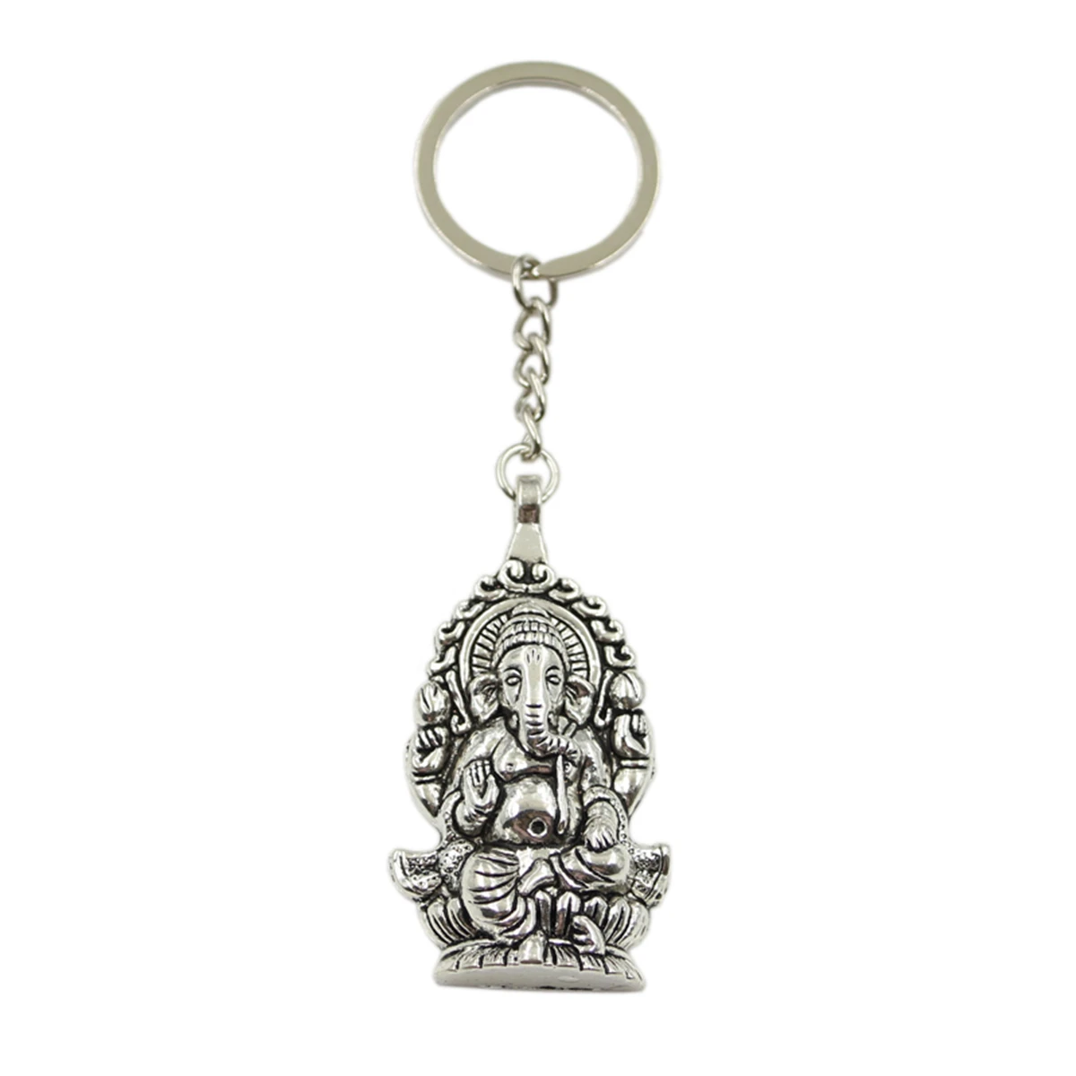 New Hot Men Key Ring Metal Key Chain Keychain Gift Jewelry Bronze Silver Color Ganesha Buddha Elephant Pendant Great Promotion