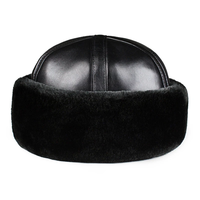 Brand New 2023 Retro Sheepskin Bomber Hat Winter Keep Warm Caps Men Women Real Leather Cap Thick Velvet Dad Hat