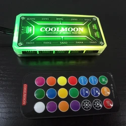 WXTB COOLMOON RGB Remote Controller DC12V 5A LED Color Intelligent Controller with 10X 6pin Fan Port 2 X 4pin Light Bar Port