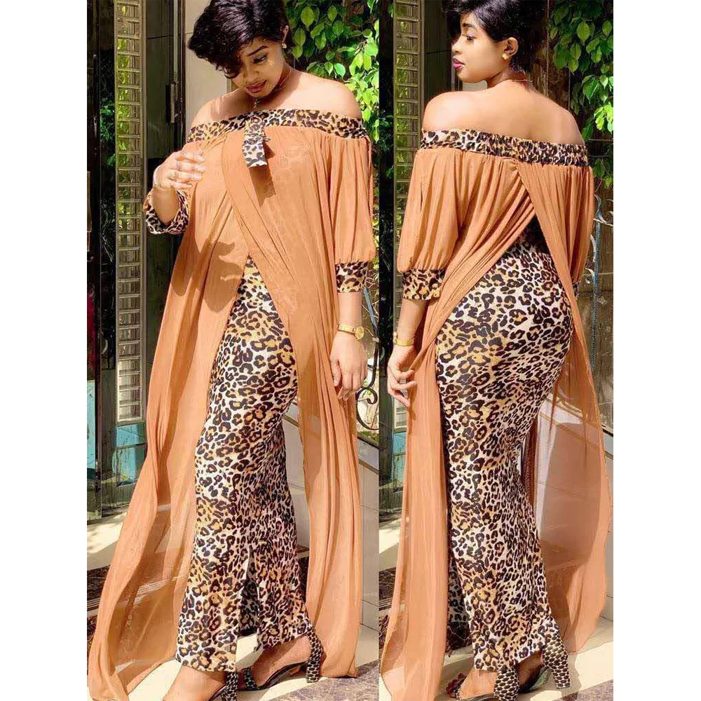 Caftan Muslim Dress Leopard Print  Abaya Dubai Kaftan Hijab Turkish Dresses Sexy Abayas For Women Islam Clothing