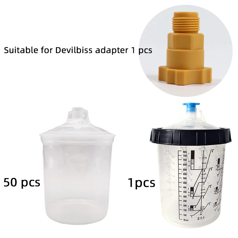 ATPRO 800ML  Spray Gun Disposable Gun Pot With Scale Plastic Transparent Paint Mixing Cup Disposable Measuring Cup With Adapter