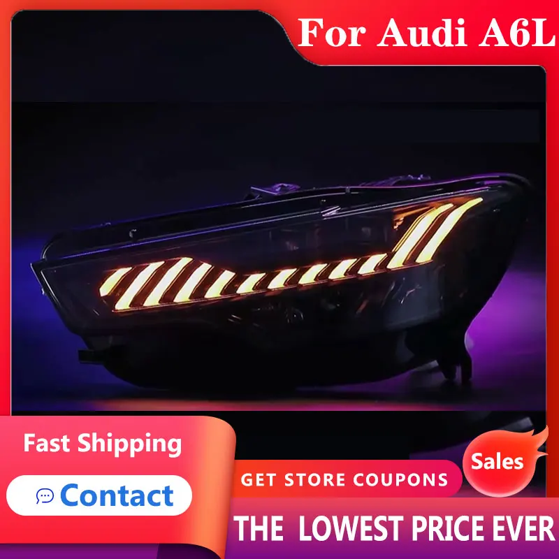 LED Head Lamps For Audi A6 C7 2012 2013 2014 2015 A6L headlights day running light dynamic turn signal LED lens Car accessories