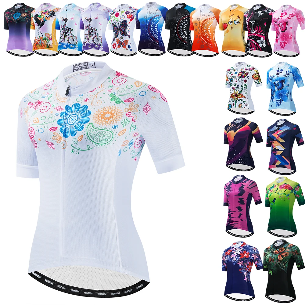 Weimostar Flower Cycling Jersey Women Pro Team Bicycle Clothing Summer Bike mtb Jersey Quick Dry Cycling Shirt Maillot Ciclismo