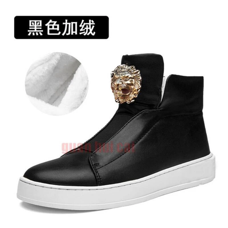 New black men\'s boots style of men\'s shoes high-top shoes platform shoes cowhide casual shoes comfortable boots A2