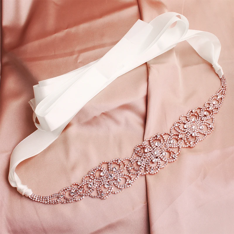 Miallo 2019 Fashion Rose Gold Flowers Austrian Crystal Wedding Belts & Sashes Bridal Women Sash for Dress Jewelry Accessories